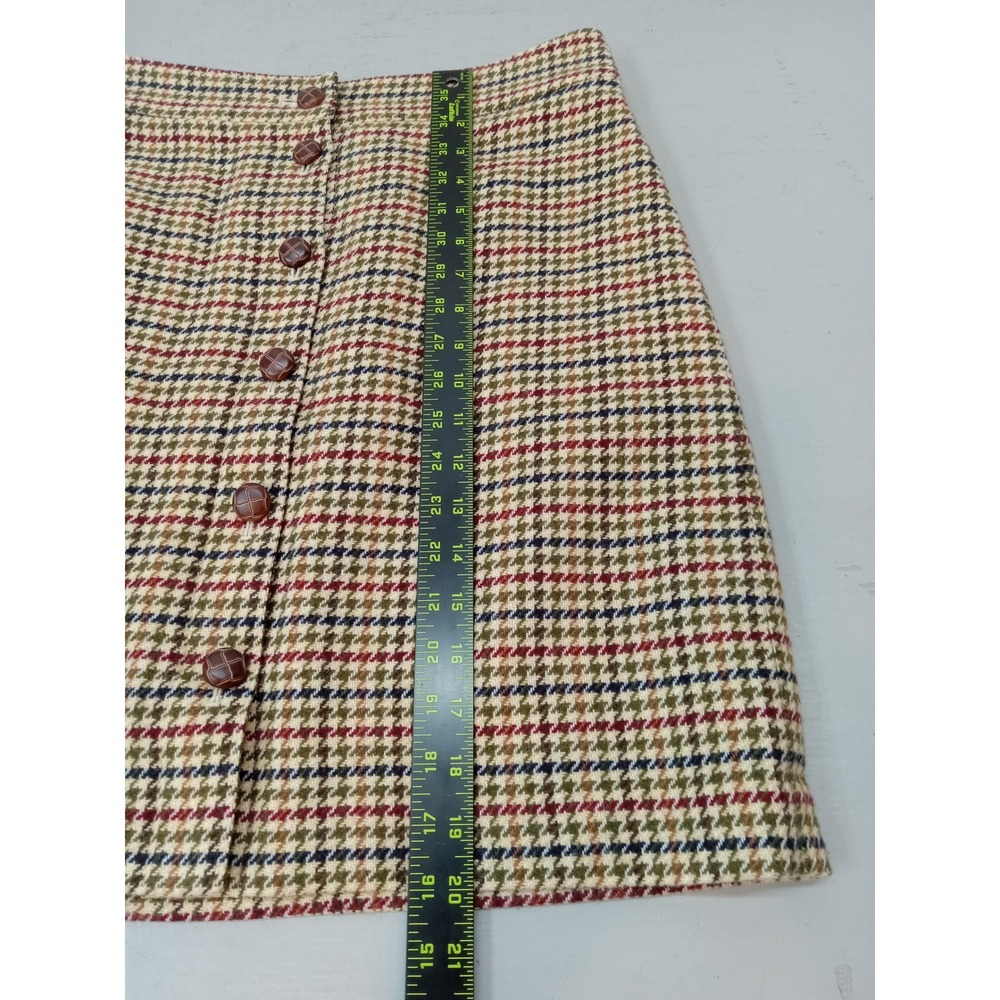 Talbots Wool Blend Houndstooth Button Front Skirt Size 8 tan Academia Preppy - Picture 8 of 11